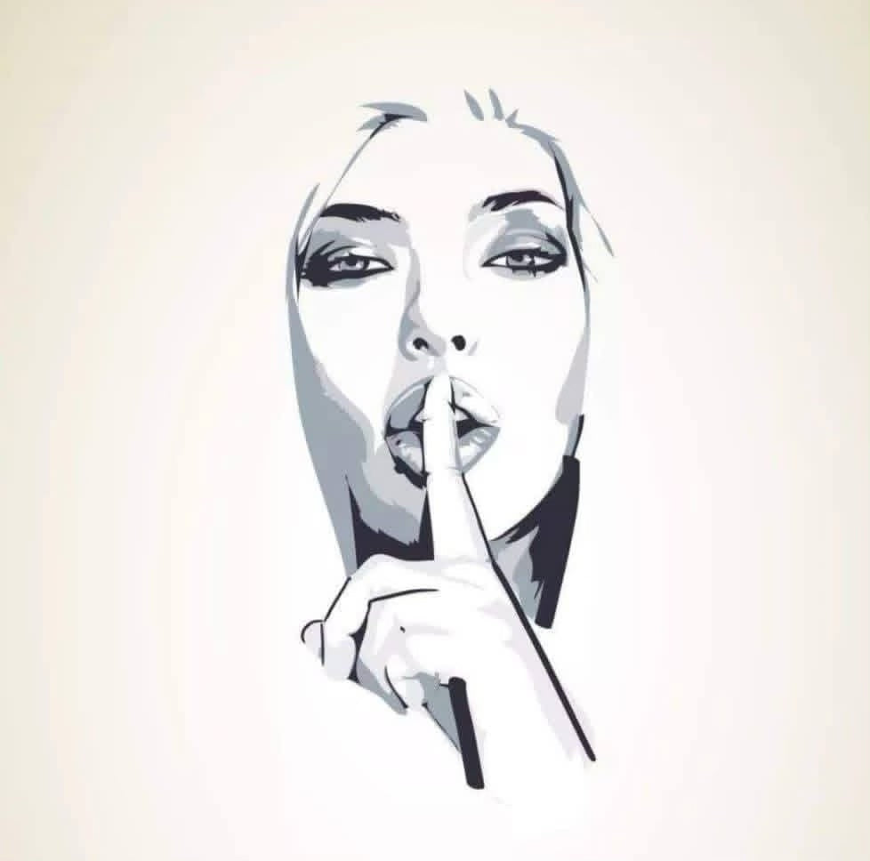 Illustration of a woman holding a finger to her lips